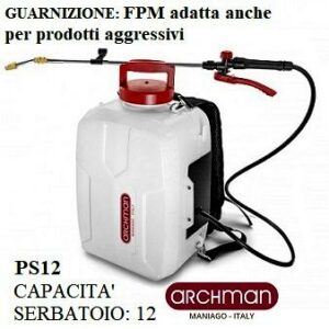 POMPA A SPALLA BATTERIA LT.12 ARCHMAN PS12 batteria litio 2Ah